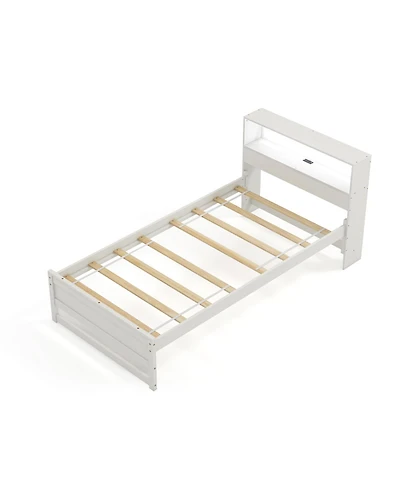 Gouun Twin Size Bed Frame with Storage Headboard and Charging Station