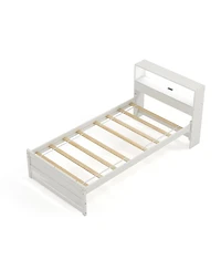 Gouun Twin Size Bed Frame with Storage Headboard Charging Station