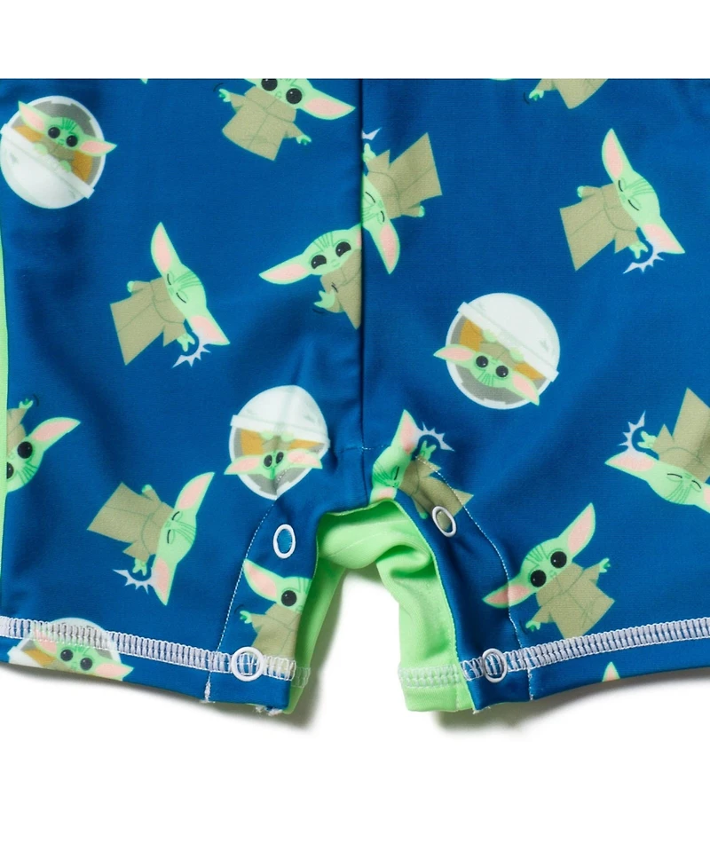 The Mandalorian Toddler Boys Star Wars Yoda Half Zip Up One Piece Bathing Suit
