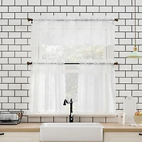 No. 918 Ariella Floral Lace Sheer Rod Pocket Kitchen Curtain Valance