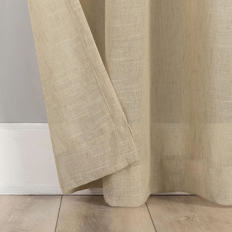 Slub Textured Linen Blend Grommet Top Curtain