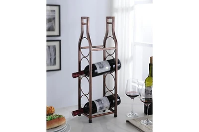 Kings Brand Furniture - Countertop Tabletop Wine Rack, Wine Bottle Storage Holder for Home Kitchen & Bar - Brushed Copper - No Assembly Required