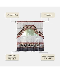 Kate Aurora Old Country Rooster Cottage Kitchen Curtain Tier & Swag Set