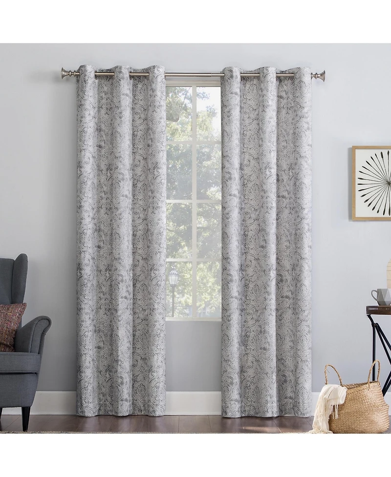 Kenji Medallion Draft Shield Fleece Insulated Room Darkening Grommet Curtain Panel