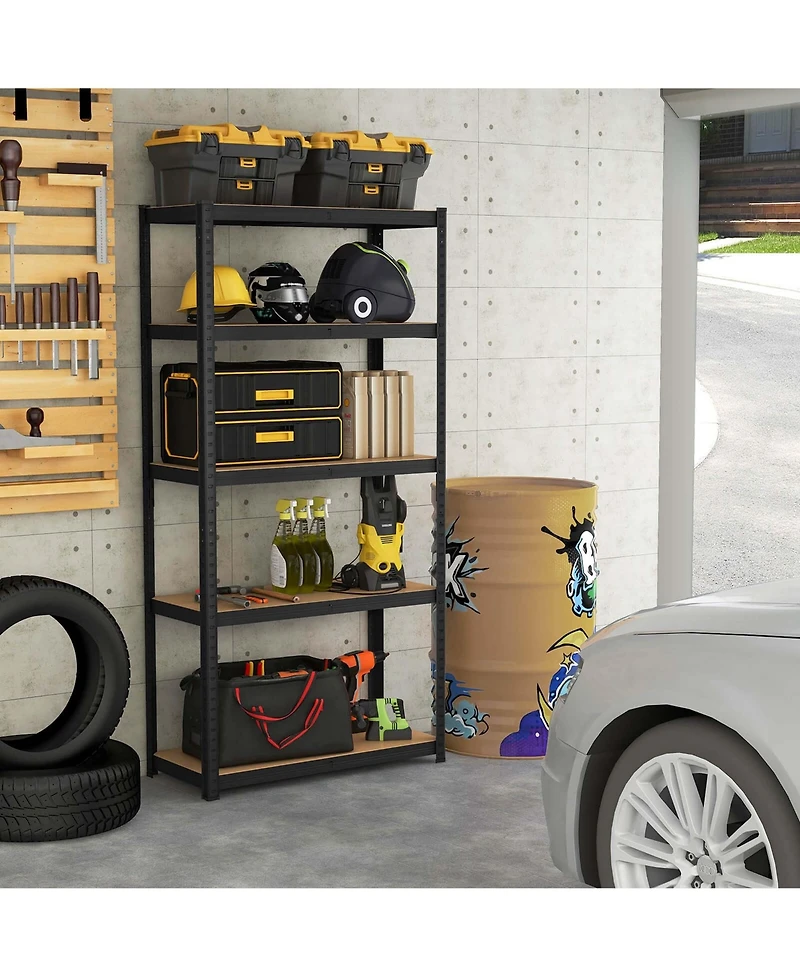 Pcs 5 Tier Adjustable Garage Shelving Unit with lbs Max Load for Warehouse
