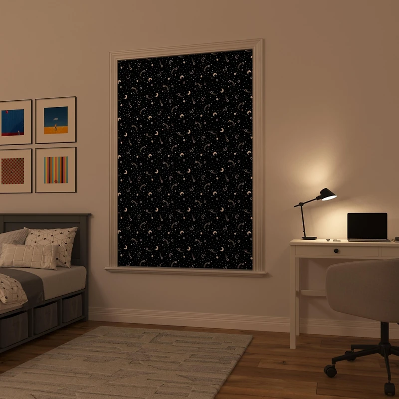 Sun Zero Lights Out Stars Starry Night Portable Travel 100% Blackout Rod Pocket Curtain Panel