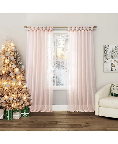 Krista Holiday Twist Tab Sheer Tab Top Curtain Panel