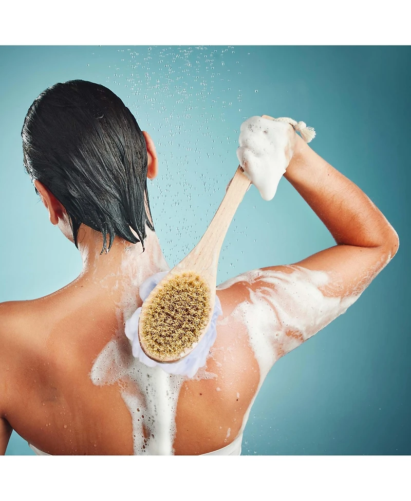 Dual Action Dry Brush & Mesh Sponge Combo with Lotus Wooden Handle