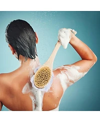 Dual Action Dry Brush & Mesh Sponge Combo with Lotus Wooden Handle