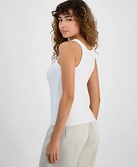 Calvin Klein Jeans Women's Ribbed Logo Crewneck Tank Top