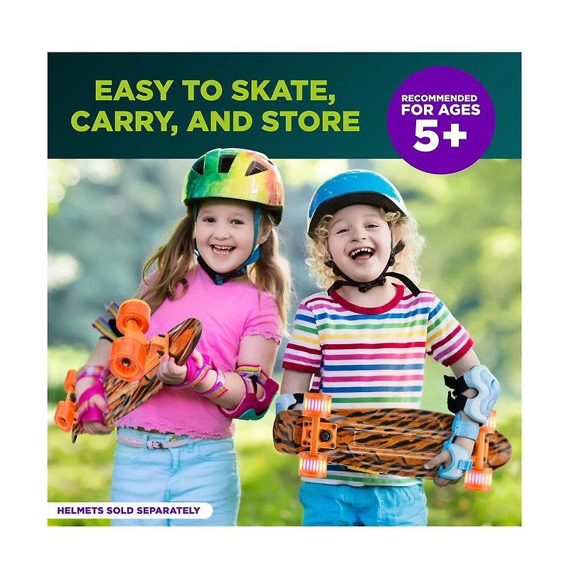Hurtle 6'' Pp Deck Skateboard, Mini Cruiser Skateboard for Kids, Teens, and Adults