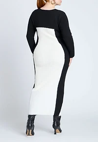 Eloquii Women's Maxi Sweater Dress With Colorblocked