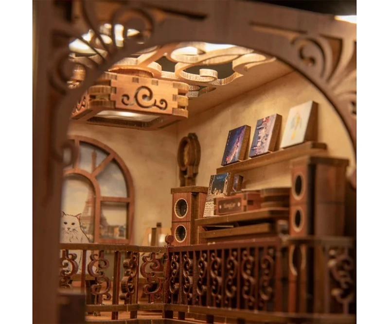 Cutebee Diy Book Nook Kit, Bookshelf Insert Decor Diy Miniature Music House Dollhouse Kit for Adults and Teens, Booknook Model Build Creativity Gift K
