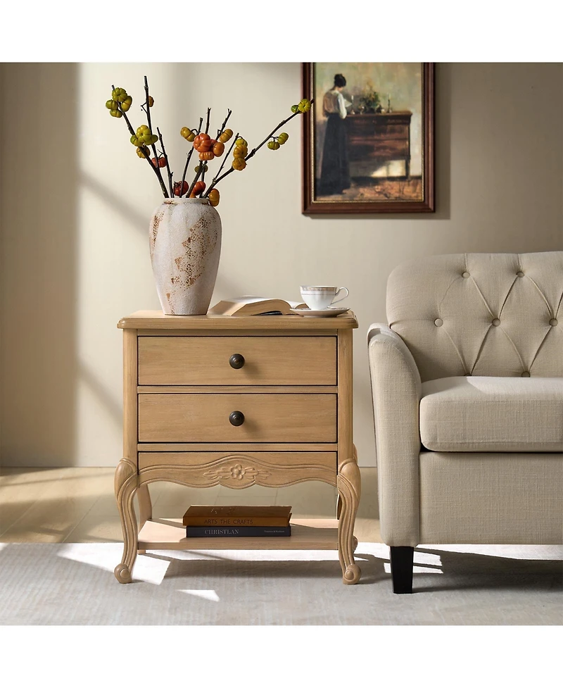 Hulala Home Penny Traditional Nightstand with Solid Wood Legs