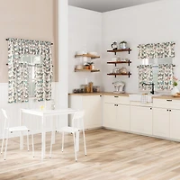 Magdalena Butterfly Print Sheer Rod Pocket Kitchen Curtain Valance