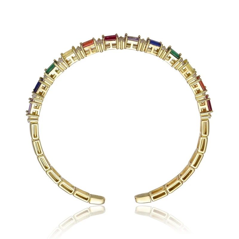 Rainbow Radiance 14K Gold Plated Bangle Bracelet