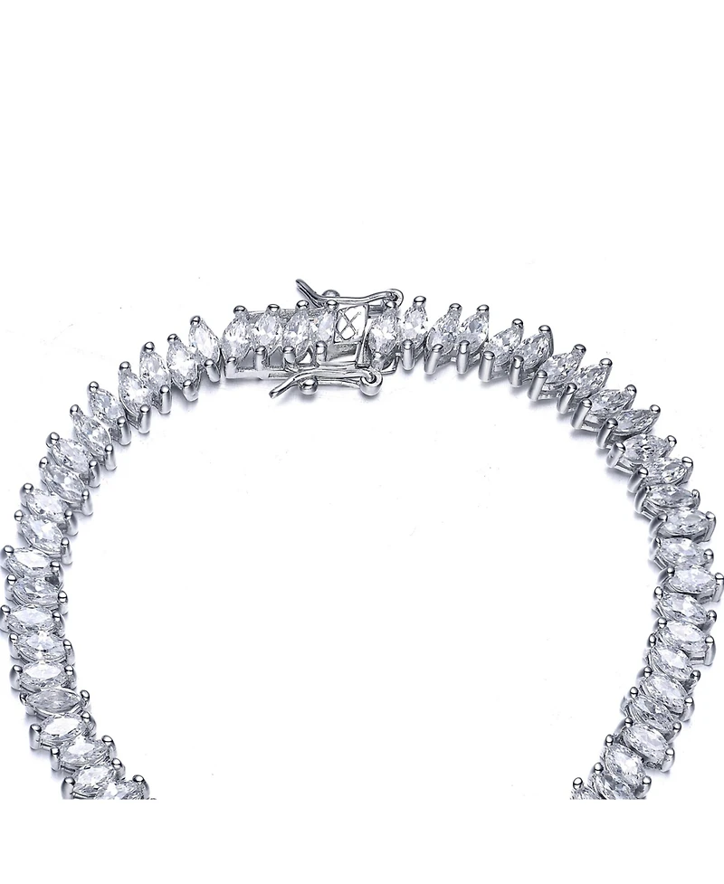 Sterling Silver White Gold Plated Stacked Bracelet