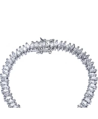 Sterling Silver White Gold Plated Stacked Bracelet