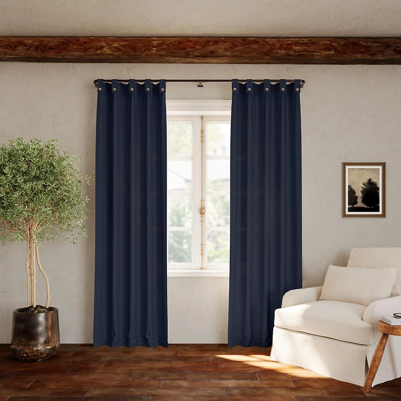 Cotton Blend Button Tab Top Curtain