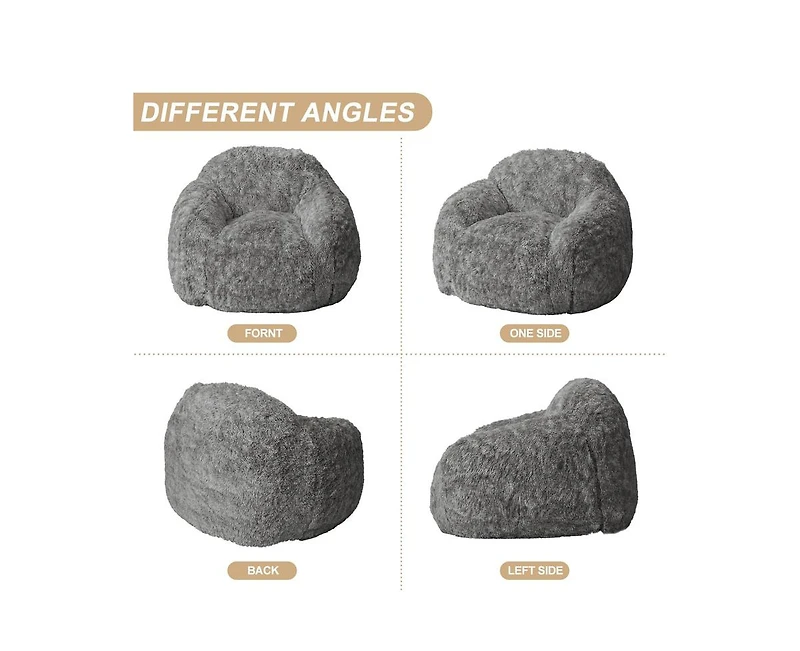 gaomon Bean Bag Chair, Adult Bean Bag Couch with Armrest, Soft Fluffy Faux Fur Beanbag Chair for Reading, Plush Lazy Sofa High-Density Foam Floor Sofa