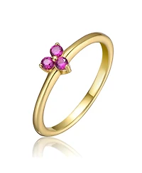 GiGiGirl 14k Gold Plated with Triple Green or Pink Cubic Zirconia Ring