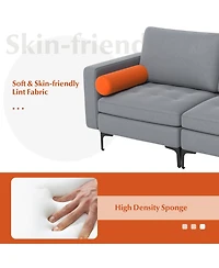 Modern Loveseat Sofa with 2 Bolsters and Side Storage Pocket