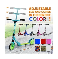 Hurtle Renegade Kick Scooters for Kids Teenagers Adults- 2 Wheel Kids Scooter with Adjustable T-Bar Handlebar - Alloy Anti-Slip Deck