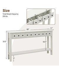 Gouun 60 Inch Long Sofa Table with 4 Drawers and Open Shelf for Living Room