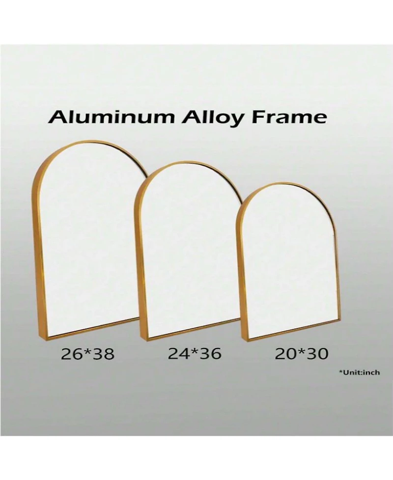 Homlux Arched Wall Mounted Mirror 26"x38" in Gold