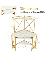 Gouun Space-Saving Corner Computer Desk with with Hutch and Keyboard Tray