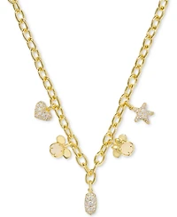 Disney | Kendra Scott 14k Gold-Plated Mixed Stone Mickey & Minnie Mouse Charm Necklace, 17" + 3" extender