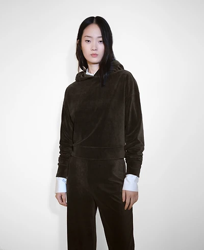 Mango Women's Corduroy Hooded Sweatshirt