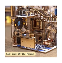 Cutebee Diy Book Nook Kit Diy Dollhouse Miniature House Booknook Bookshelf Insert Decor Bookends Model Build-Creativity Gift Kit (Nebula Common Room