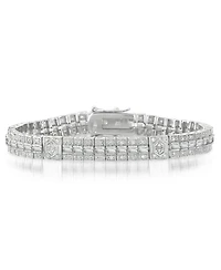 Genevive Sterling Silver White Gold Plated Cubic Zirconia Elegant Bracelet