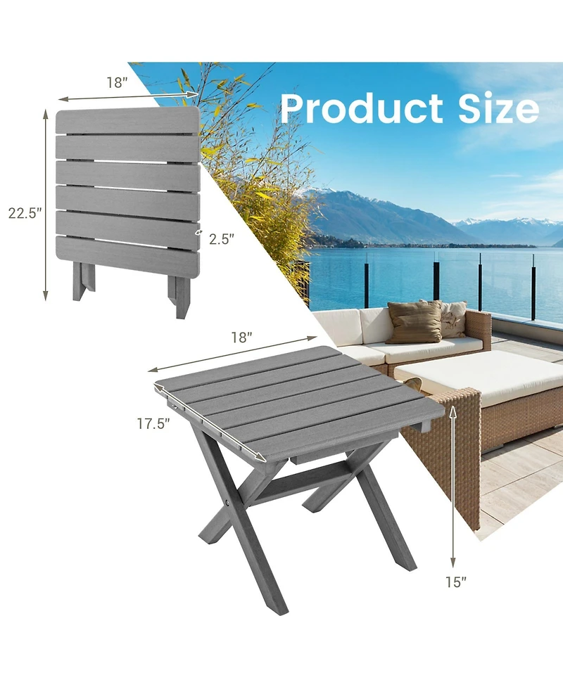Gouun Outdoor Folding Side Table Foldable Weather-Resistant Hdpe Adirondack Table