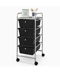 Gouun 4-Drawer Rolling Storage Cart with Plastic Drawers and Metal Frame