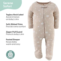 The Peanutshell Baby Boys 3pk Cotton Sleeper Set Girl, Serene Safari