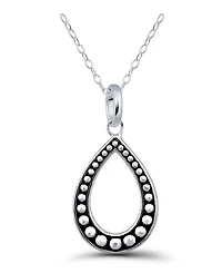 Macy's Oxidized Beaded Tear Drop Pendant Necklace