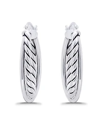 Macy's Oxidized Oval Two Row Polish Tubing Click Top Hoop Earrings