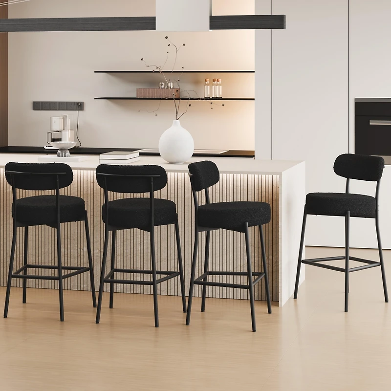 Dyhome Bar Stools Set of 4, 27 Inches Counter Height Kitchen with Back, Modern Metal Tall for Island