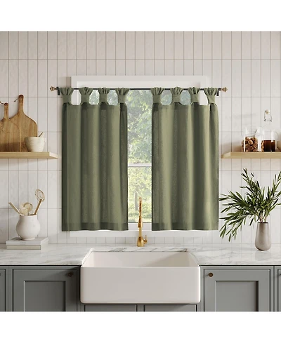 Washed Cotton Twist Tab Cafe Curtain Pair