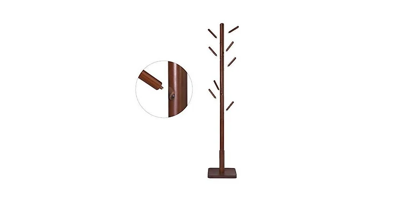 Slickblue Adjustable Height Mid-Century Modern Style Coat Rack in Wood Finish