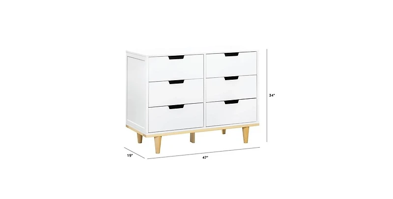 Slickblue Modern Mid-Century Style 6-Drawer Double Dresser