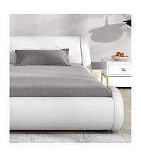 Slickblue Modern Faux Leather Upholstered Platform Bed Frame with Headboard