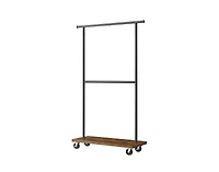 Slickblue Industrial Style Clothing Garment Rack with Double Hanging Bars on Wheels Durable and Stylish