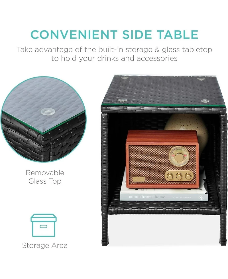 Slickblue 3-Piece Pe Wicker Outdoor Dining Patio Furniture Set With Cushions