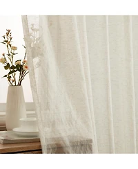 Hlc.me Lena Burlap Flax Linen Semi Sheer Privacy Sun Light Filtering Transparent Window Tab Top Thick Curtains Drapery Panels 2 Panels