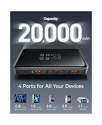 Baseus Laptop Power Bank, 20000mAh 100W Fast Charging Portable Charger with Digital Display, Blade Hd Slim Battery Pack for Laptop, Black