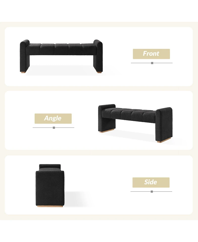 Hulala Home Jorge Modern Bench with Sturdy Rubber Wood Legs