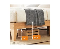 gaomon Queen Size Bed Frame with Rattan Headboard, Platform Bed Frame with Led Lights and Wood Headboard, Strong Wooden Slat, Mattress Foundation, Noi